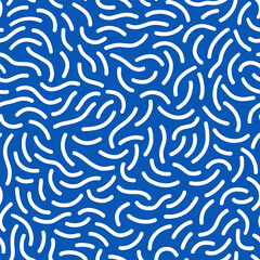 Vector seamless wavy blue monochrome pattern. Abstract linear waves on the water