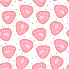Cute vector seamless pattern with strawberry on a white background