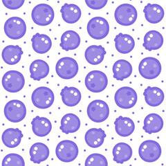Cute vector seamless pattern with blueberries on a white background