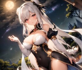 Obraz premium beautiful anime girl, young princess of the kingdom of eternal nights. generative AI
