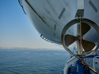details of a propeller of a lifeboat