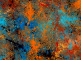 blue and orange abstract fractal background 3d rendering illustration