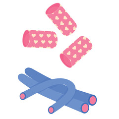 Vector cartoon image of hair curlers. The concept of self-care and cosmetic services. Cute elements for your design.