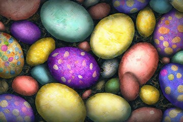 Fototapeta na wymiar Easter eggs texture, Illustration for background and wallpaper, Generative AI