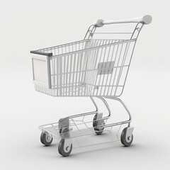 Shopping cart on the white background, created with generative AI