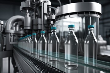 Water bottling factory, created with generative AI