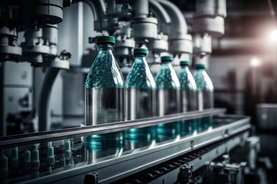 Water bottling factory, created with generative AI