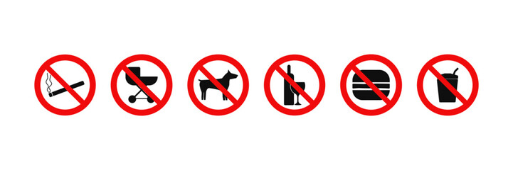 Obraz premium Prohibition icons. Vector illustration on a white background.