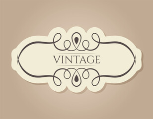 Abstract vector vintage frame decorated with swirls. Isolated victorian banner template with text.