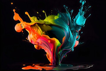 Colorful abstract painting background.  Art to print. Created with generative Ai technology.