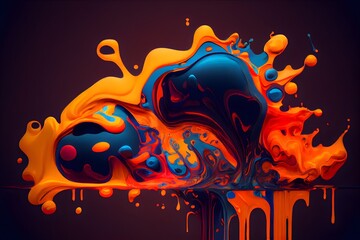 Colorful abstract painting background.  Art to print. Created with generative Ai technology.