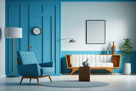 Modern luxury living room interior backdrop, living room interior mockup, generative AI