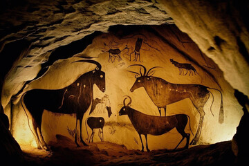 Ancient Beasts Immortalized in Cave Art, a Glimpse Into the Mysteries of Prehistory and Humanity's Earliest Artistic Expressions - Generative AI
