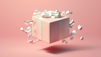 Gift box template in pink colors. Generative AI