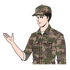 説明する日本人自衛隊員