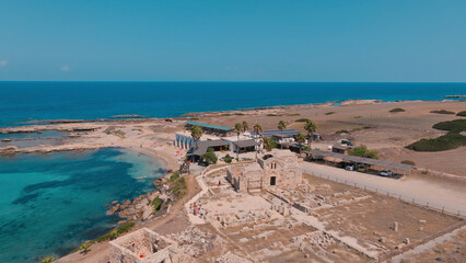 Tourist group visit Ayfilon Church in Karpaz, North Cyprus