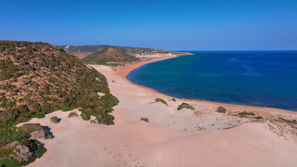 Karpaz Golden Beach aerial view in Karpas, North Cyprus