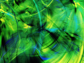 green abstract fractal background 3d rendering illustration