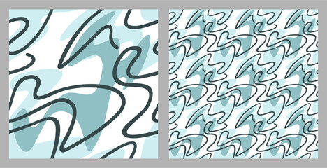 Abstract seamless pattern with drawn wavy lines