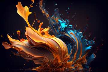 Colorful abstract painting background.  Art to print. Created with generative Ai technology.