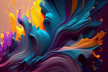 Colorful abstract painting background.  Art to print. Created with generative Ai technology.