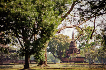 Sukhothai, Pagoda at Wat Chana Songkhram temple,One of the famous temple in Sukhothai,Temple in Sukhothai Historical Park, Sukhothai Province,Thailand. UNESCO world heritage
