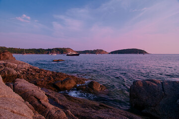 Fototapeta na wymiar Beautiful landscape with rock sea beach