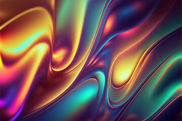 Fototapeta na wymiar Abstract trendy rainbow holographic background. Iridescent colorful geneartive texture