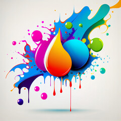 drops of colored paints on a white background in vector style