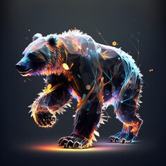 colorful drawing of a bear on a dark background