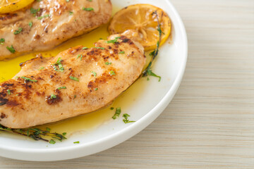 grilled chicken with butter, lemon and garlic