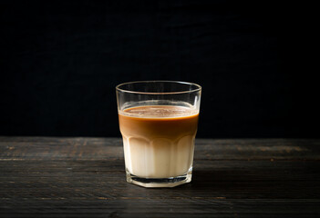 glass of latte coffee, coffee with milk