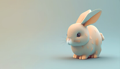 Illustration of an adorable fluffy bunny on a colorful background. Generative AI