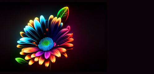 Colorful neon flower banner/ background