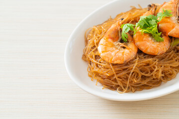 Casseroled or Baked Shrimp with Glass Noodles