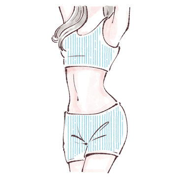 woman in blue striped activewear clip art preview