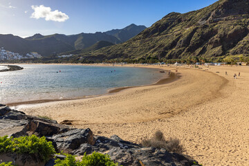 Fototapeta na wymiar The beach at Playa de Las Teresitas at Santa Cruz de Tenerife, Tenerife, Canary Islands