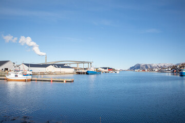 Fototapeta na wymiar Winter in Brønnøysund fishing harbour, Norway
