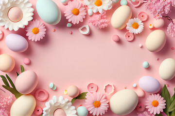 Fototapeta na wymiar easter eggs background , pastel color decorated eggs. generative ai