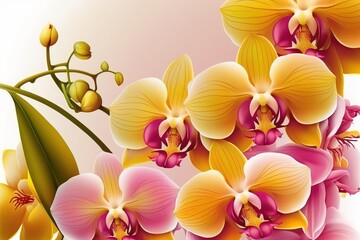 Beautiful yellow and white pink orchids