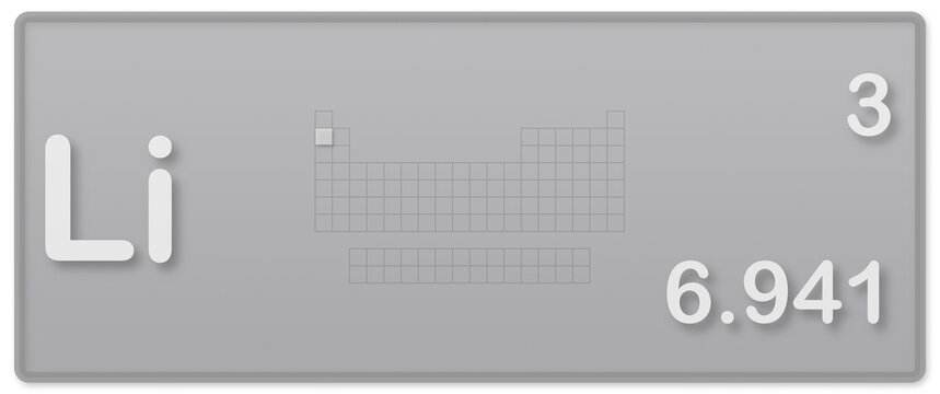 tavola periodica degli elementi, elemento Litio, illustrazione su sfondo trasparente