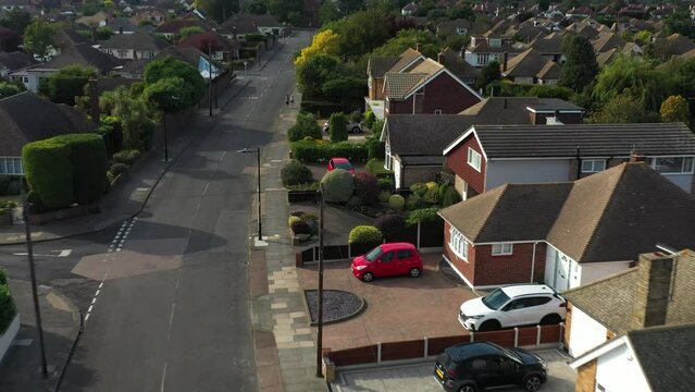 Main Street Working Class Community Of Europe, England Drone Aerial View