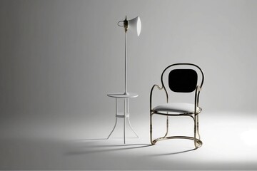 Chair And Lamp On Photo Studio