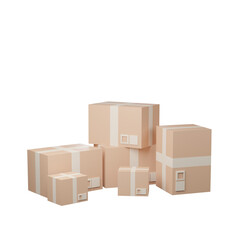 3d beautiful cardboard parcel box , packaging.3d render illustration.