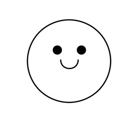 Vector isolated round wide smiling happy  face emotion symbol colorless black and white contour line easy drawing