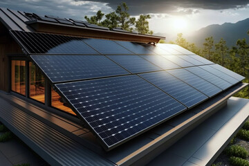 Photovoltaic Solar Panels. Ai generative - obrazy, fototapety, plakaty