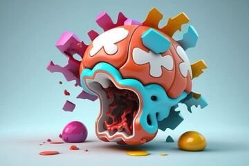 Abstrakcyjny kreatywny grzybek 3d - Abstract creative 3d mushroom - Generative - obrazy, fototapety, plakaty