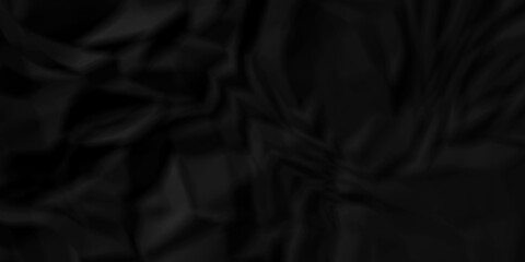 Dark Black facbric paper backdrop crumpled texture. dark black textured crumpled black paper background. panorama black paper texture background, crumpled pattern.