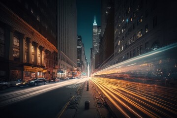 AI GENERATIVE, long exposure new york at night