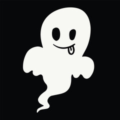 Cute ghost flying with the tongue sticking out, suitable to make your design more fun and good for graphic resource.